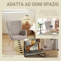 HOMCOM Poltrona Moderna in Tessuto Sherpa Imbottita con Schienale Alto e Braccioli, Grigio(m-6)