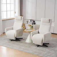 Fauteuil relax confortable avec fonction d'inclinaison, avec socle pivotant et dossier réglable, 67x80,5x110 cm, Beige(m-5)