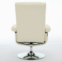 Poltrona relax, reclinabile e massaggiante a 5 punti, con funzione di riscaldamento elettrico e poggiapiedi, girevole a 360°, in tessuto PU, 75x76x103 cm, Beige(m-12)