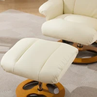 Poltrona relax girevole con funzione massaggiante e riscaldante, schienale e poggiapiedi regolabili, in tessuto PU, 81x83.5x111 cm, Bianco(m-10)