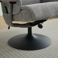 Fotoliu de relaxare cu funcție de înclinare și masaj în 5 puncte, fotoliu TV cu funcție de încălzire electrică și taburet, rotativ 360°, material chenille, 75,5x77x100 cm, Gri(m-7)