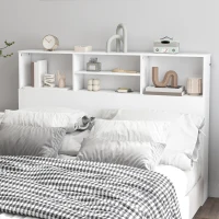 HOMCOM Cabecero de cama con almacenamiento, accesorio de cama 4 compartimentos abiertos, 140 x 19 x 103,5 cm, blanco(m-4)