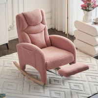 Silla Mecedora Sillón Relax con Reposabrazos Acolchado y Ergonómico para Sala de Estar y Dormitorio 66x96-125,5x99 cm Rosa(m-6)