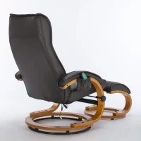 Poltrona massaggiante a 5 punti con base in legno curvato e rivestita in pelle PU, 67x85x103 cm, Marrone(m-11)