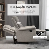 HOMCOM Poltrona Relax Reclinável até 135º com Apoio para os Pés Encosto Alto 78x96x102 cm Cinza(m-4)