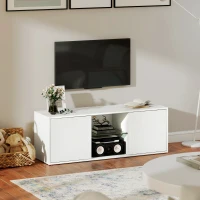 HOMCOM Mobile Porta TV fino a 55" Sospeso o a Terra, Ante Soft Close, Foro Passacavi e Ripiano in Vetro, Bianco(m-8)
