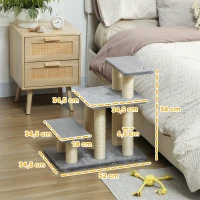 PawHut Hondentrap 3 treden 54 cm Hoog Huisdiertrap voor Kleine Honden Kattentrap met Sisal Krabpaal, Speelbal(m-3)