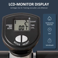 HOMCOM Stepper hometrainer voor thuis met LCD-scherm, instelbare snelheid, Metaal ABS, 55 x 53 x 118-128 cm(m-5)