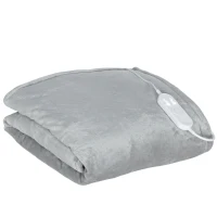 HOMCOM Coperta Riscaldante con 10 Livelli di Riscaldamento, Timer da 10 Ore, Protezione da Surriscaldamento e Display LED, 180 x 130 cm, Grigio(m-3)