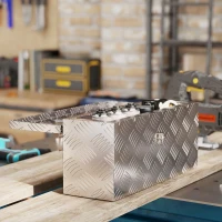 HOMCOM Gereedschapskist opbergbox van aluminium met slot en sleutels 50 x 15,5 x 20,5 cm(m-7)