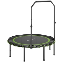 SPORTNOW Fitness-Trampolin mit verstellbarem Handlauf, Sport-Trampolin für drinnen und draußen, Stahl, Kunststoff, Grün