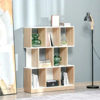 HOMCOM Mobile Libreria a 8 Ripiani per Soggiorno e Camera da Letto, in Legno, 100x27x124 cm, Rovere e Bianco(m-7)