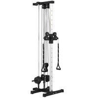 SPORTNOW Wall Mount Cable Machine, 15 Positions Adjustable Cable Crossover Machine Dual Pulley System for Home Gym(m-1)