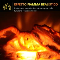 HOMCOM Camino Elettrico da Terra con Effetto Fiamma, Potenza Regolabile 600/1200W, Copertura 10-15m², Bianco(m-4)