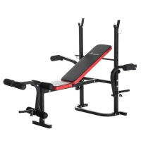 HOMCOM Adjustable Weight Bench with Leg Developer Barbell Rack for Weight Lifting and Strength Training Multifunctional Workout Station for Home Gym Fitness(m-11)