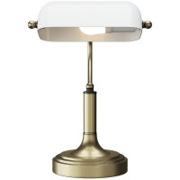 HOMCOM Lampe de Bureau Banquier avec Abat-Jour Ajustable Interrupteur Basculant pour Bureau Bibliothèque Blanc