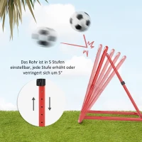 HOMCOM Fußball Rebounder-Netz, klappbar, Rückprallwand, Verstellbar in 5 Stufen, Metall, 78 x 84 x 65-78 cm, Rot(m-6)