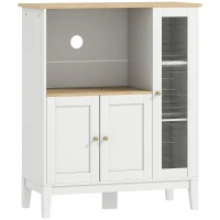 HOMCOM Móvel Auxiliar de Cozinha Moderno Móvel para Micro-Ondas com Prateleiras 3 Portas Compartimento Aberto 80x35x97 cm Branco(m-1)