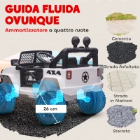 HOMCOM Macchina Elettrica per Bambini Jeep Fuoristrada con Telecomando e 2 Velocità, 100x65x72 cm, Bianco(m-6)