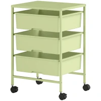 HOMCOM Carrello da Cucina a 4 Livelli, con Ruote, 3 Ceste e Pannello superiore 40,8x33,5x60,5 cm Verde(m-1)