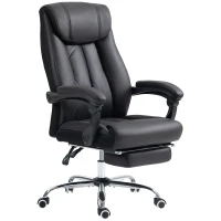 HOMCOM Scaun de Birou Rabatabil cu Suport pentru Picioare și Înălțime Reglabilă, 66x70x111-119 cm, Negru(m-11)