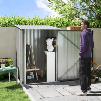 Outsunny Casetta da Giardino Porta Attrezzi in Acciaio Galvanizzato e Porta, 100x103x160cm, Grigio(m-2)