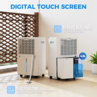 HOMCOM Deshumidificador, Tanque de 4,5 litros, Temporizador de 24 horas, Pantalla LED, Plástico, Blanco(m-4)