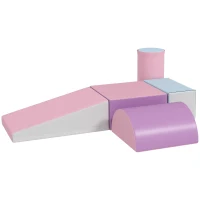 HOMCOM Set Costruzioni Morbide per Bambini 1-3 Anni con 5 Blocchi Colorati in Finta Pelle e Schiuma Multicolore(m-1)