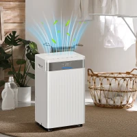 HOMCOM Deumidificatore, Serbatoio da 4,5 Litri, Timer 24 Ore, Display LED, Plastica, Bianco(m-2)