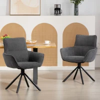 HOMCOM Set di 2 Sedie Girevoli e Morbide con Braccioli, Gambe in Metallo, Grigio Scuro(m-2)