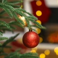 HOMCOM 210 cm Artificial Christmas Tree with 2942 Realistic Fireproof Tips, Foldable Metal Base(m-5)