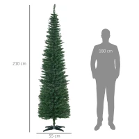 HOMCOM Artificial Christmas Tree Artificial Fir Tree Christmas Tree, incl. Stand Christmas Star 2.1m, Green(m-3)