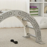 AIYAPLAY Escalada para Crianças de 18-48 Meses 4 em 1 com Arco de Escalada Baloiço Rampa e Escorrega 164x70x57 cm Cinza e Branco(m-8)