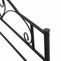 HOMCOM Metal Bed Frame with Headboard, 300 kg Load Capacity, 145L x 211W x 106H cm, Black(m-5)