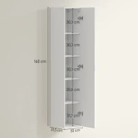 HOMCOM Hängender Badezimmerschrank mit Verstellbaren Regalen und Soft-Close-Schließung, 30x31,5x160 cm, Weiß(m-3)