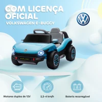 AIYAPLAY Carro Elétrico para Crianças Volkswagen E-Buggy Bateria 12V com Controlo Remoto 2,4 G Faróis LED Música USB 98x56,5x47 cm Azul(m-4)