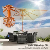 Outsunny 3 m Square Canopy Parasol - Grey(m-5)