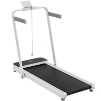 SPORTNOW Tapis de course pieghevole 2 in 1 inclinabile al 4 %, tapis de marche 12 km/h, telecomando, display LED 124 x 63 x 104 cm, bianco(m-1)