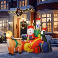 Outsunny Babbo Natale Gonfiabile con Slitta, Pinguini e Renne, Luci LED 180x120x155 cm(m-4)