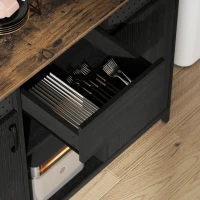 HOMCOM Buffet 2 Portes avec Perforations 2 Compartiments et Tiroir Étagères Ajustables 100x40x80 cm Noir et Marron Rustique(m-5)