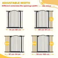 PawHut Metal 74-100cm Adjustable Pet Gate Safety Barrier w/ Auto-Close Door Black(m-4)