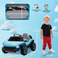 AIYAPLAY Carro Elétrico para Crianças Volkswagen E-Buggy Bateria 12V com Controlo Remoto 2,4 G Faróis LED Música USB 98x56,5x47 cm Azul(m-3)