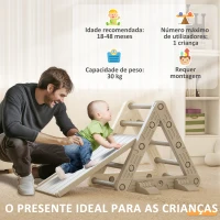 AIYAPLAY Escalada para Crianças de 18-48 Meses 4 em 1 com Arco de Escalada Baloiço Rampa e Escorrega 164x70x57 cm Cinza e Branco(m-6)