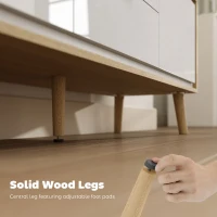 HOMCOM TV-Schrank, TV-Möbel für bis zu 55 Zoll, 2 Hochglanztüren, 2 leise Schubladen, 120 x 35 x 50 cm, Weiß(m-4)