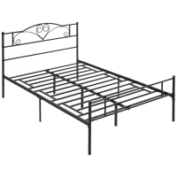 HOMCOM Armazón de Cama de Metal con Cabecero, Capacidad de 300 kg, 145L x 211An x 106Al cm, Negro