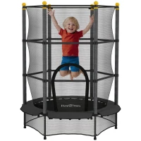 HOMCOM Trambulină Elastică pentru Copii 3-10 Ani cu Plasă de Siguranță și Țevi Capitonate, Ø140 x 190 cm, Negru(m-11)
