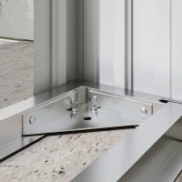 Outsunny Covered Log Shelter Firewood Rack with Elevated Floor and Sloping Roof, Galvanized Steel 213x66.5x150cm Grey(m-5)