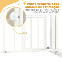 PawHut Barreira de Segurança para Cães 74-100 cm com Extensão Montagem a Pressão e Duplo Bloqueio para Porta Escada Branco(m-7)