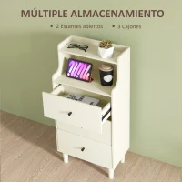 HOMCOM Cómoda con 3 Cajones y 2 Estantes Abiertos Diseño Moderno y Antivuelco para Dormitorio o Salón 47x29x95cm Blanco Veteado(m-5)