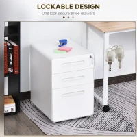 Vinsetto Lockable File Cabinet with 3 Drawers, Vertical Office Drawer for A4, Letter, Legal Size, Anti-tilt Design, Pre-Assembled Body, White(m-4)